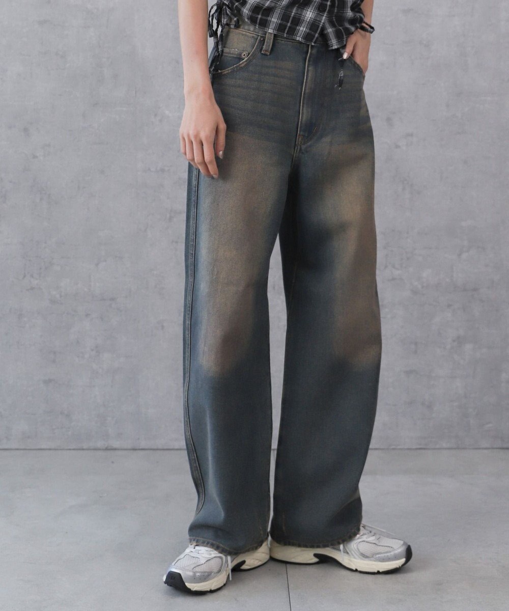 WEGO 【新色追加/美脚/XSSMLサイズ展開】ストレートデニムパンツ 