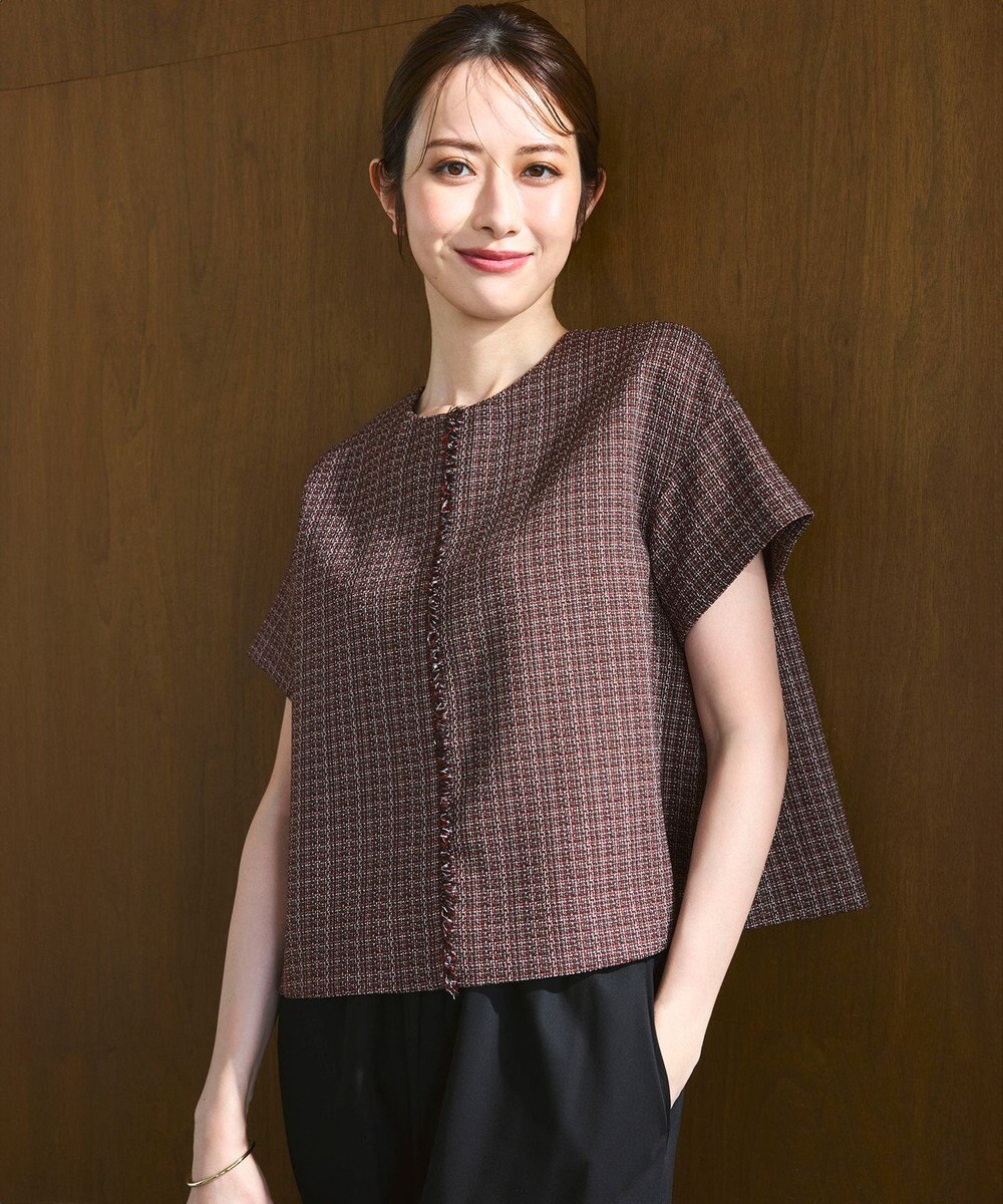 23区 【洗える】ツイーディーカラーミックス ハーフスリーブ ブラウス 