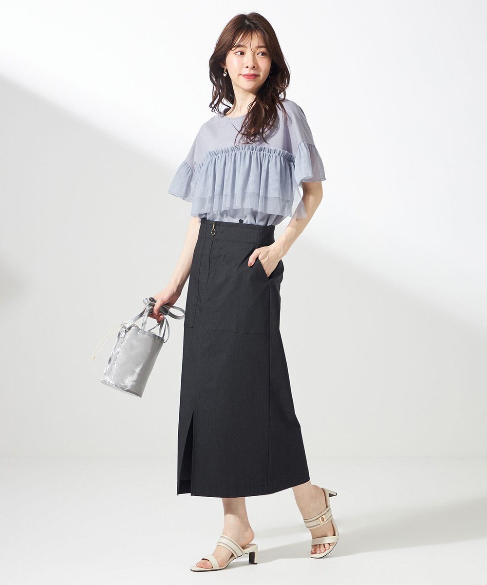 ANY SIS L 【洗える】チュール重ね プルオーバー 