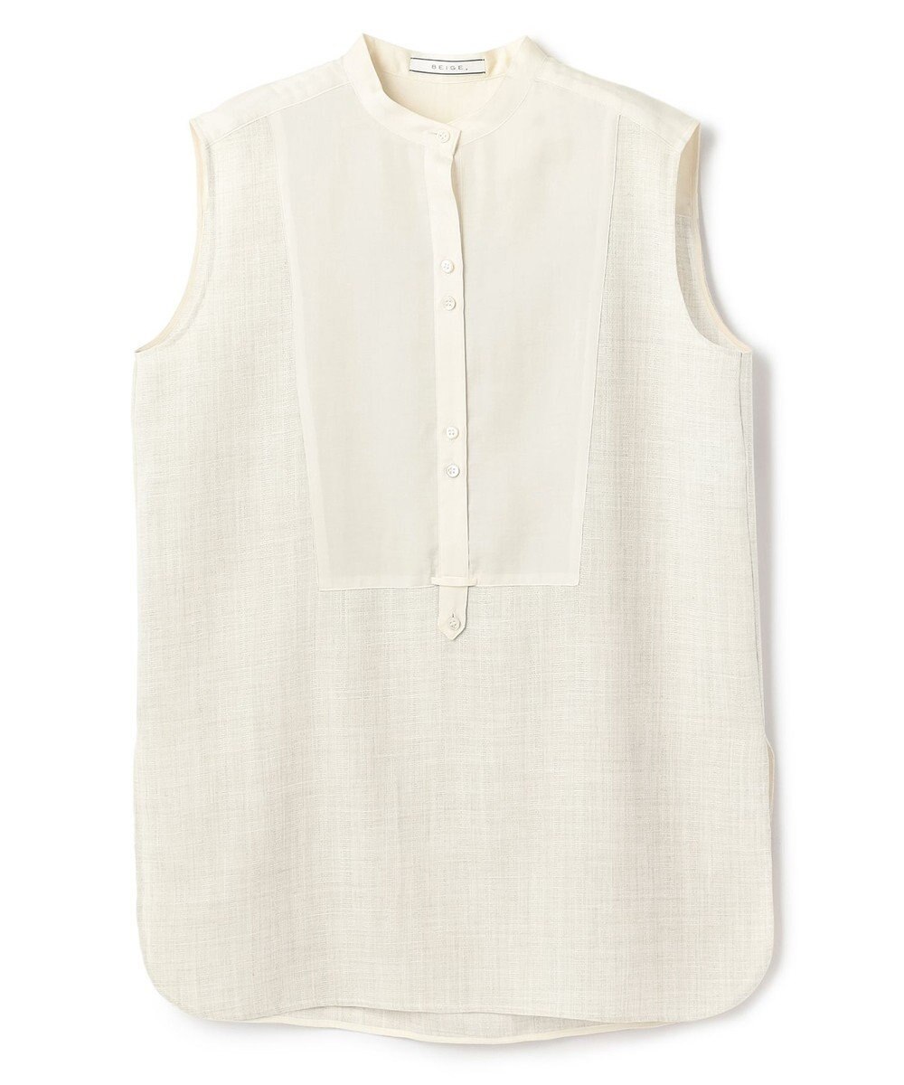 BEIGE， GOSHE / サテン切替 シアースタンドブラウス 