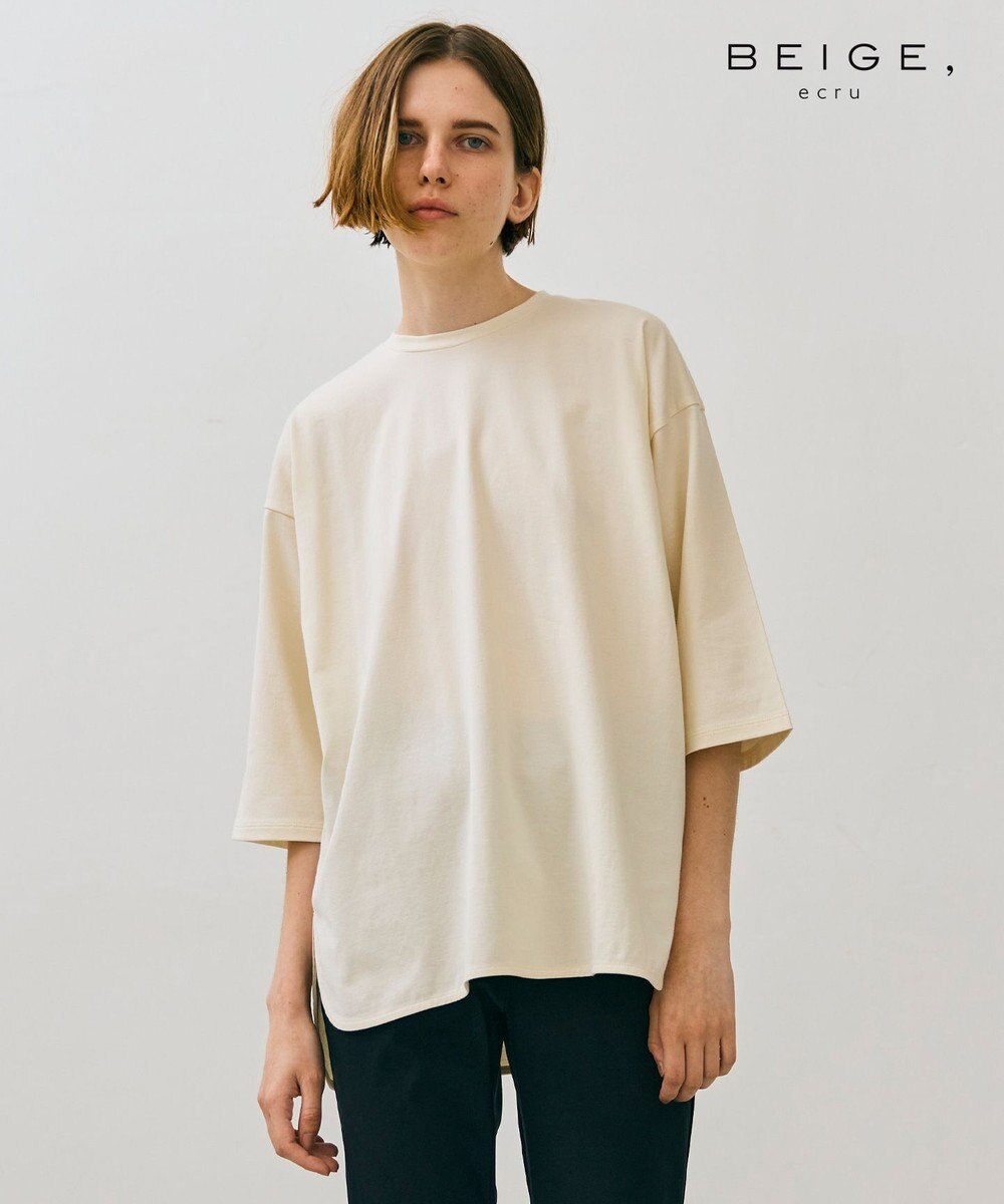 BEIGE， 【BEIGEecru/WEB限定・洗える】JERSEY STITCH / コットンオーバサイズトップス Ecru