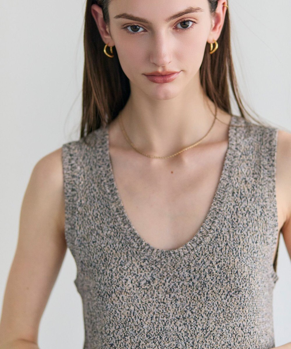 BEIGE， AGATE / Uネック メランジニットドレス 