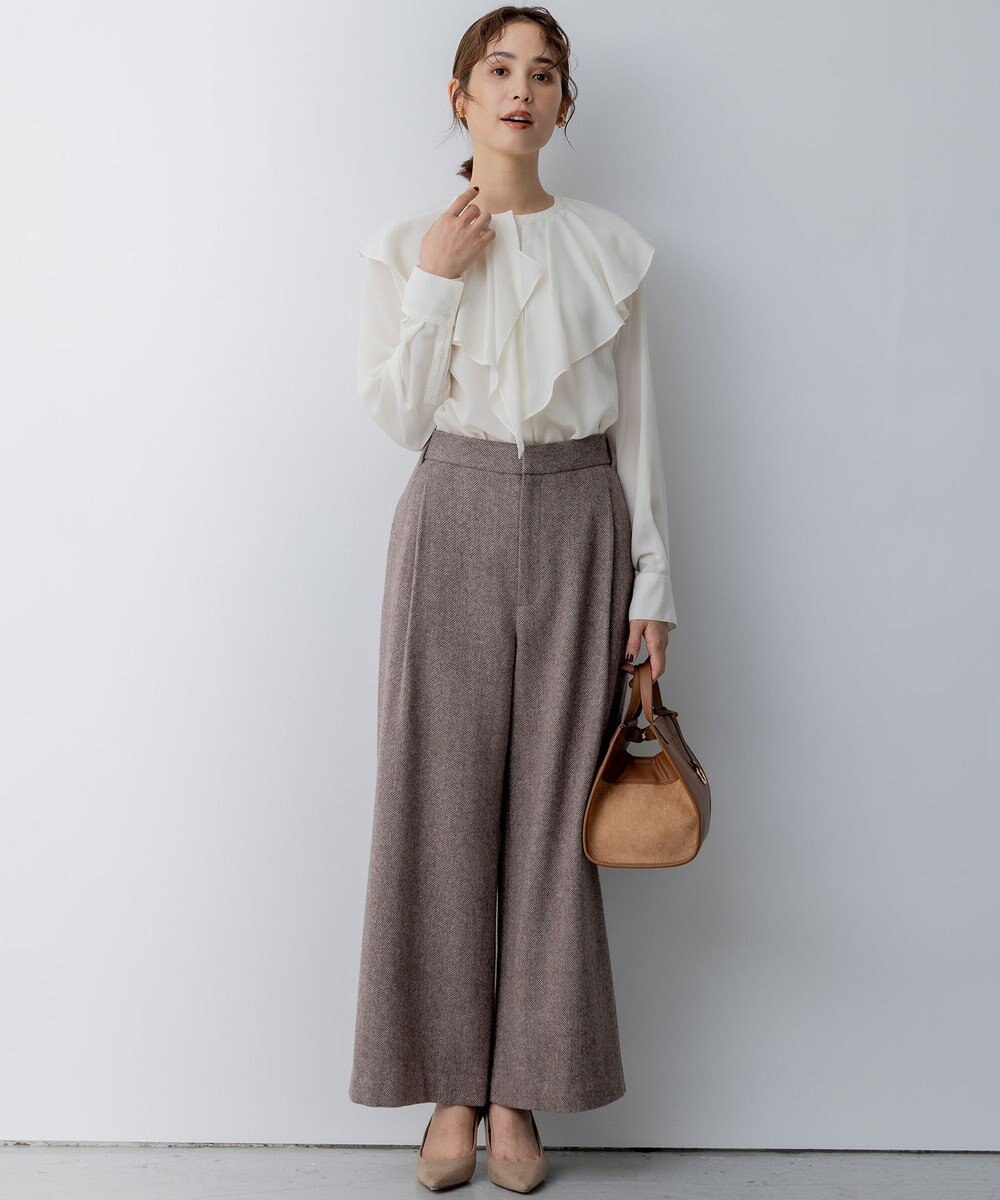 組曲 S ネコアシツィード ワイドパンツ 