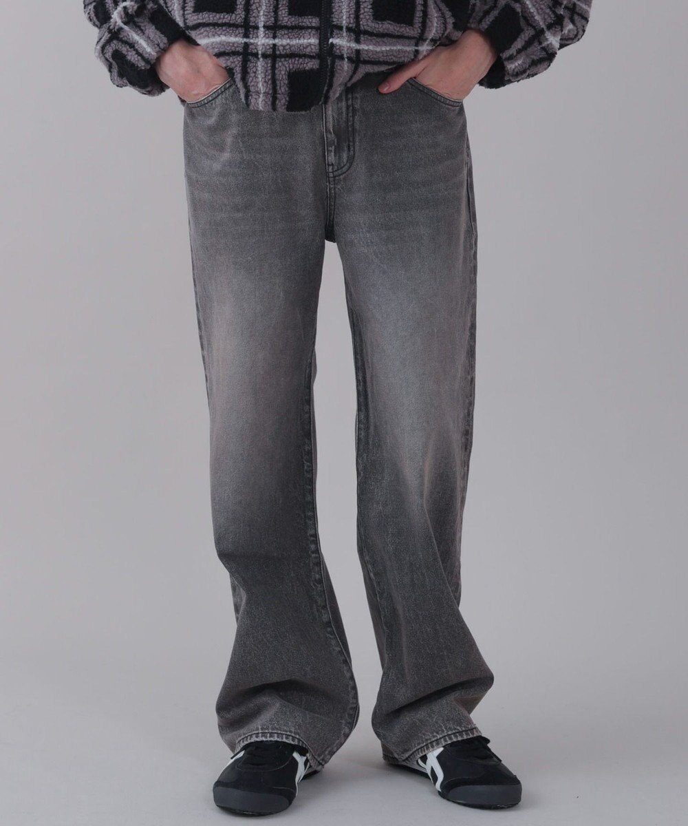 WEGO 【ユニセックス着用ITEM/ウエスト調整可】ストレートデニムパンツ 