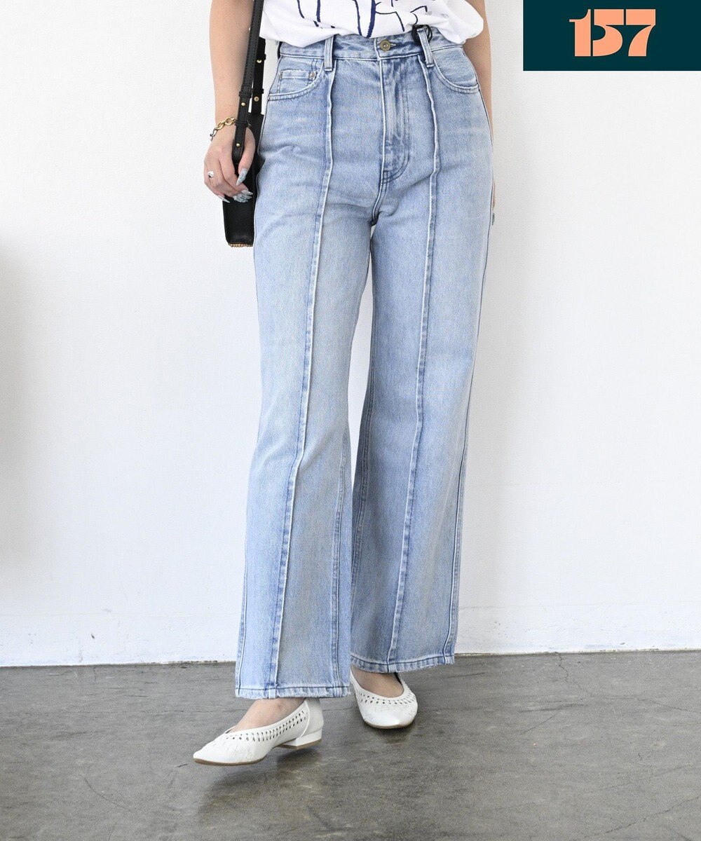 woadblue 【157】HW Semi Wide Flare TUCK Pants デニムパンツ 