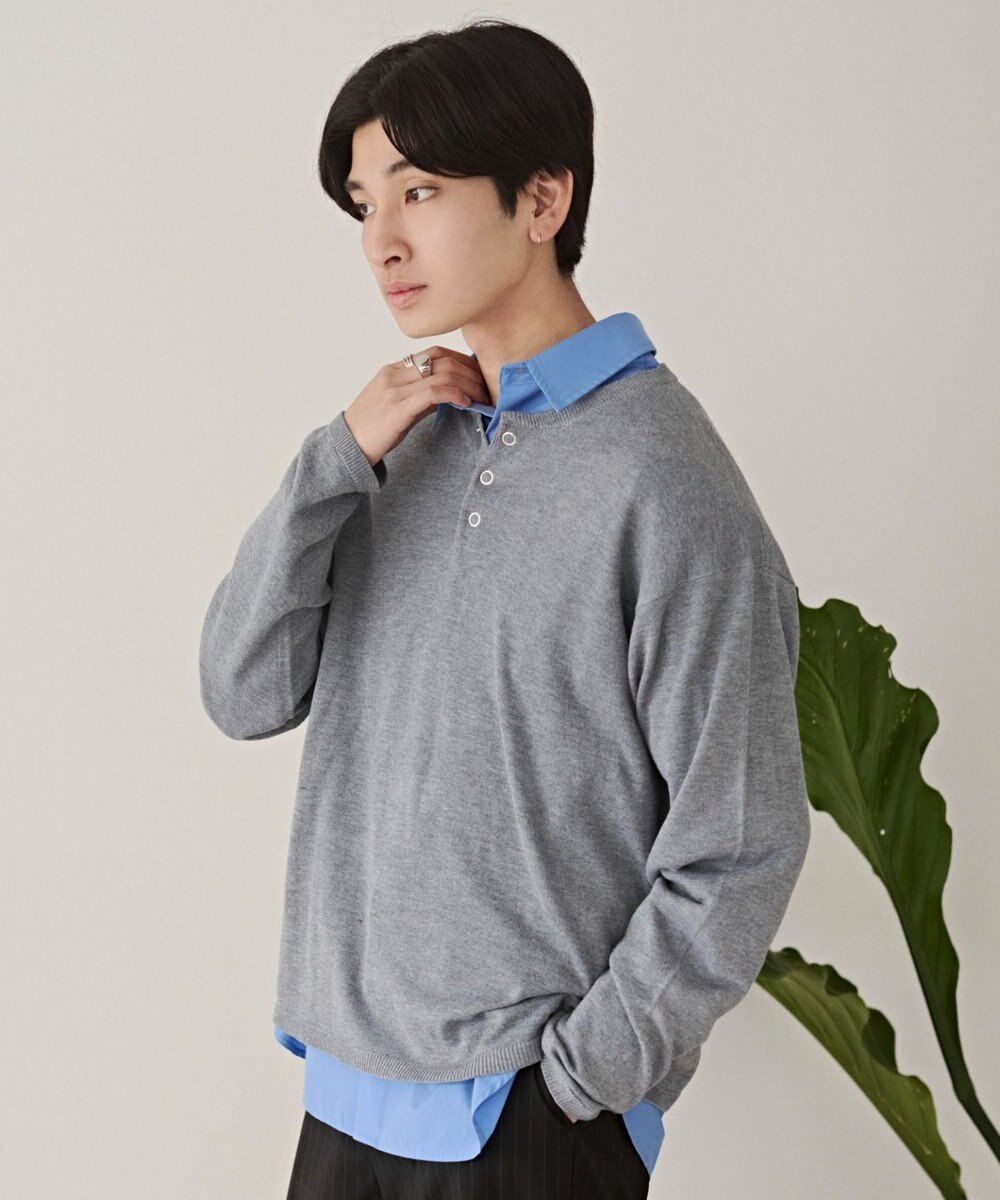 WEGO リングドットヘンリーネックプルオーバー 