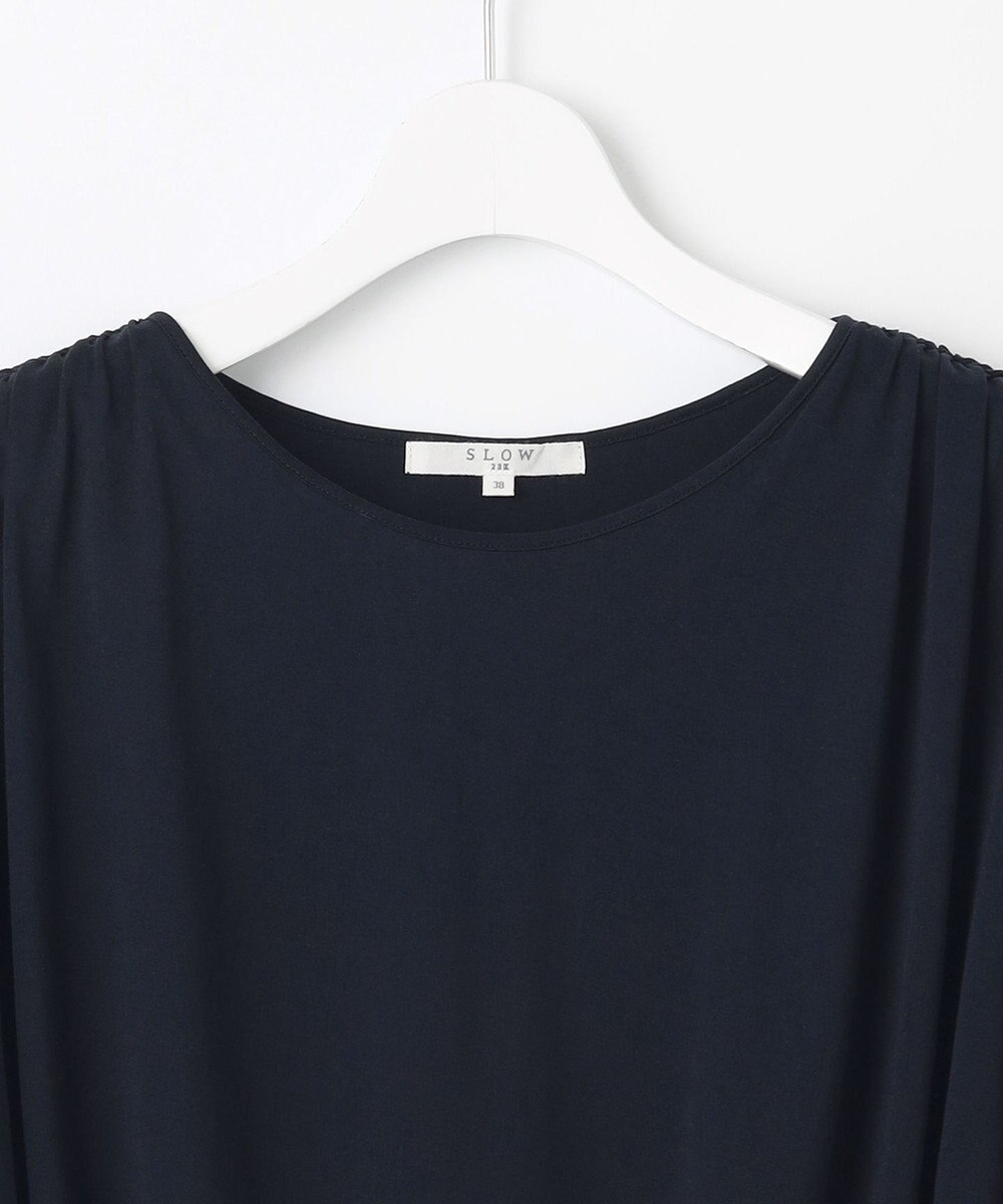 23区 L 【SLOW/一部店舗限定】ファインゲージ ギャザー Tシャツ 