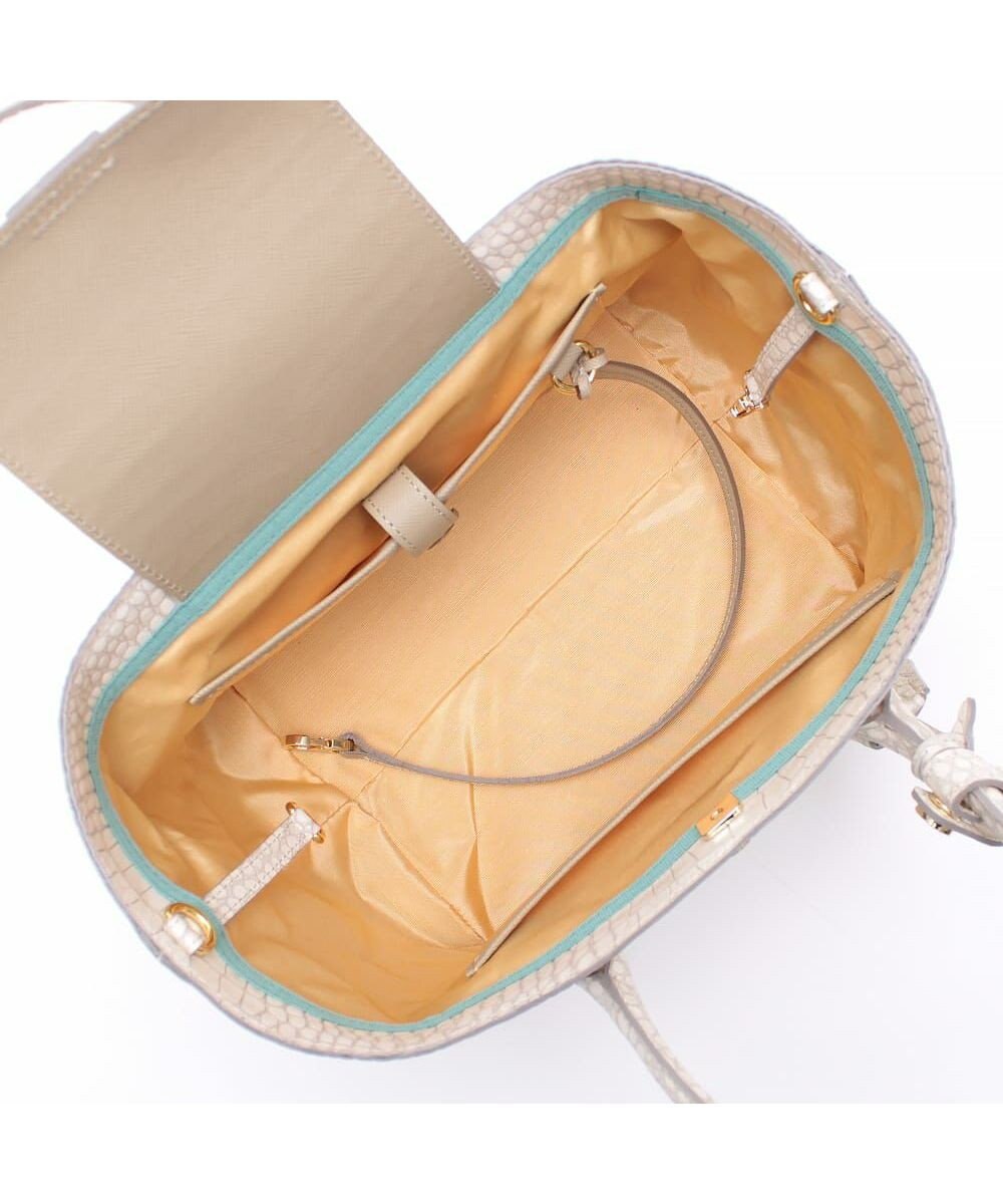 A.D.M.J. 【牛革】クロコ型押しキューブトート21cm(ショルダーストラップ付) 