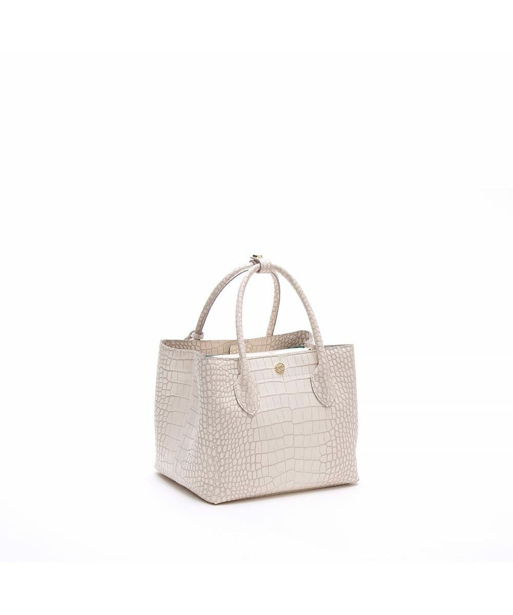 A.D.M.J. 【牛革】クロコ型押しキューブトート21cm(ショルダーストラップ付) 