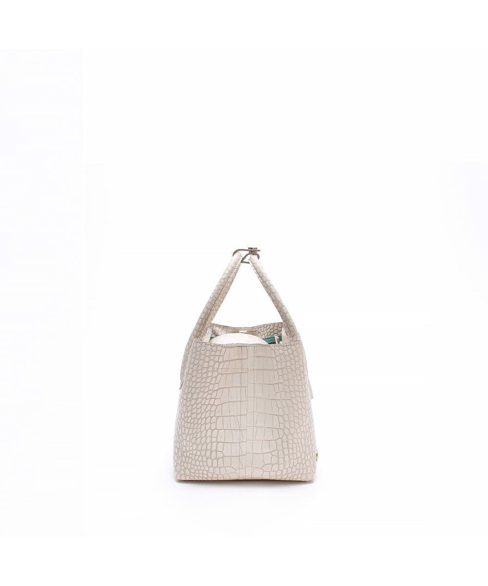 A.D.M.J. 【牛革】クロコ型押しキューブトート21cm(ショルダーストラップ付) 