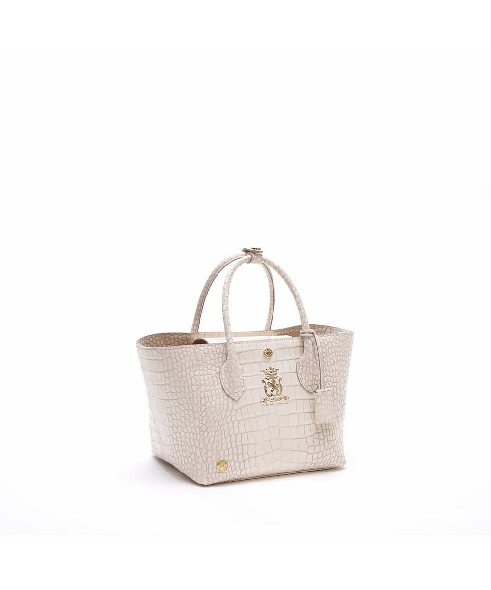 A.D.M.J. 【牛革】クロコ型押しキューブトート21cm(ショルダーストラップ付) 