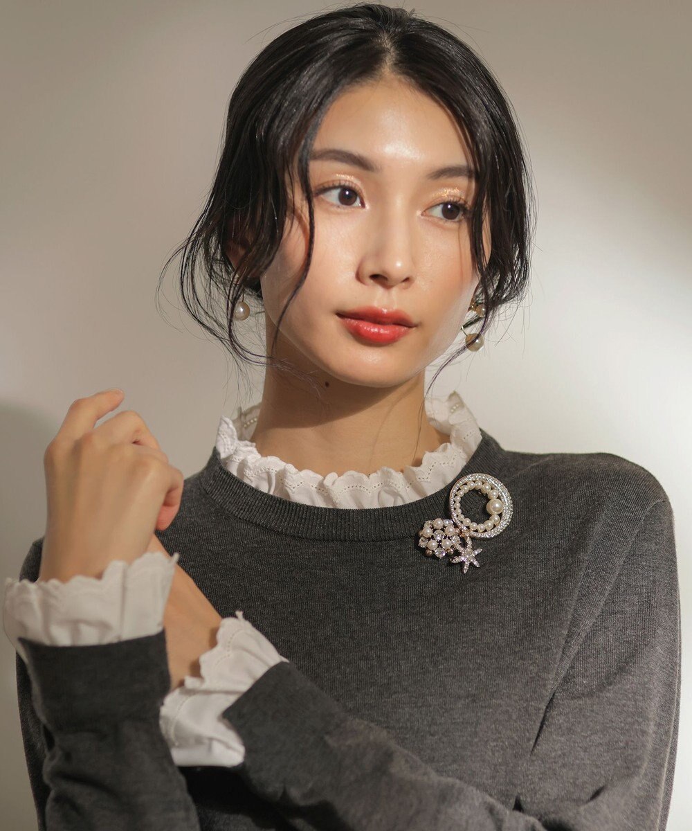 組曲 【WEB限定】レースフリルスタンド ニット 