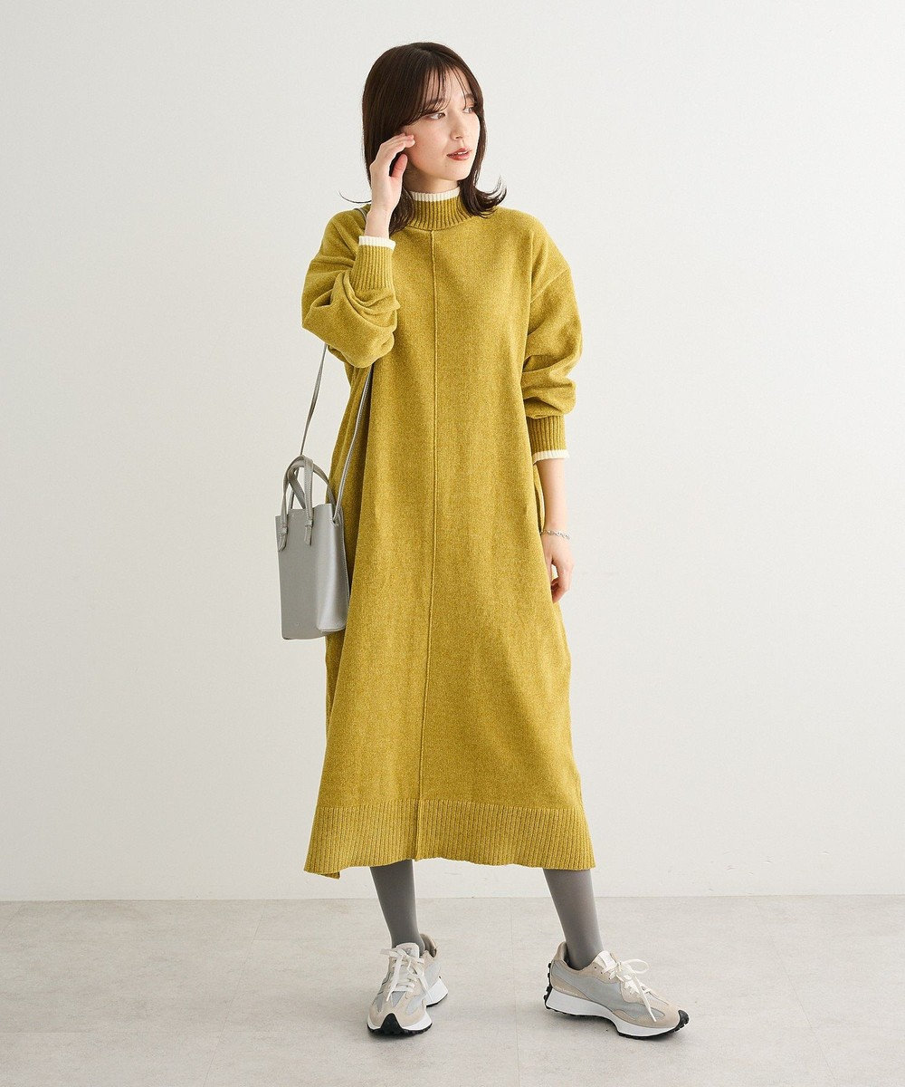 Green Parks 配色リラックスモールニットワンピース 