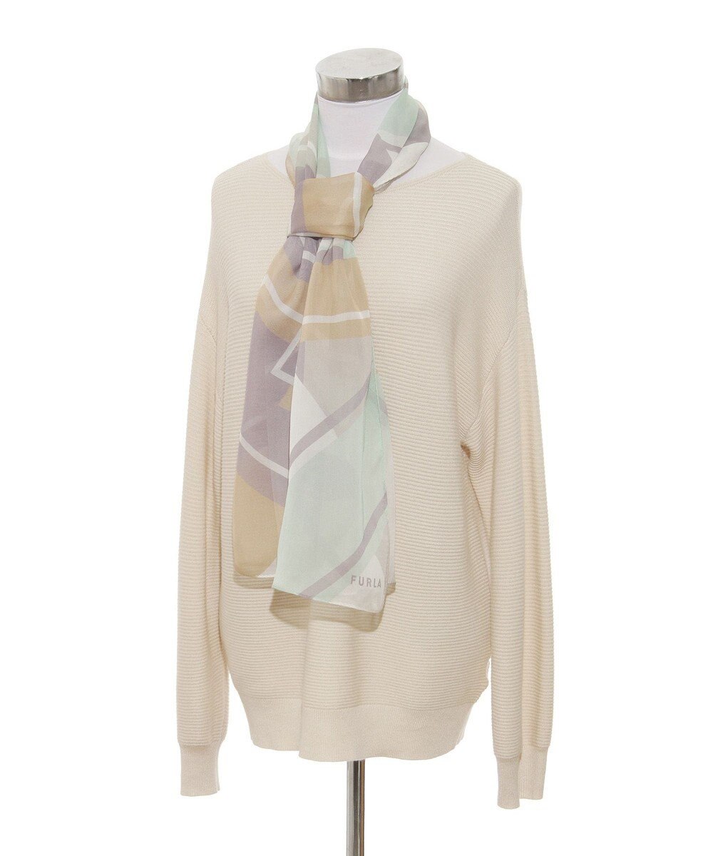 MOONBAT 【シルク100%】フルラ (FURLA) シルクシフォンロングスカーフ アーチロゴ 150cm×35cm 