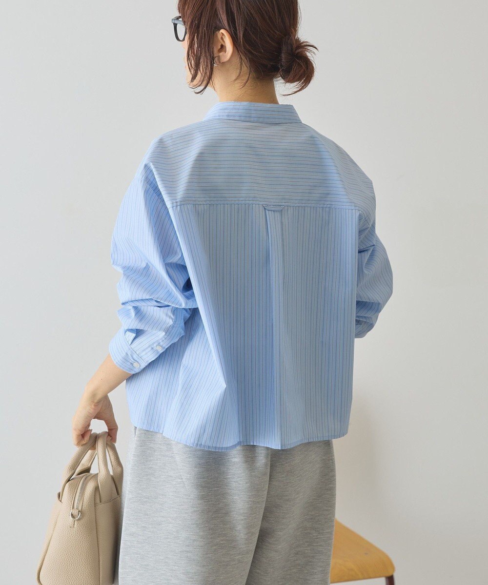 AMERICAN HOLIC 【イージーケア】ショート丈ストライプシャツ 