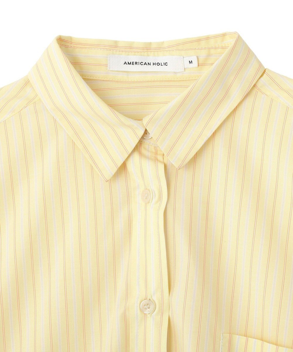 AMERICAN HOLIC 【イージーケア】ショート丈ストライプシャツ 