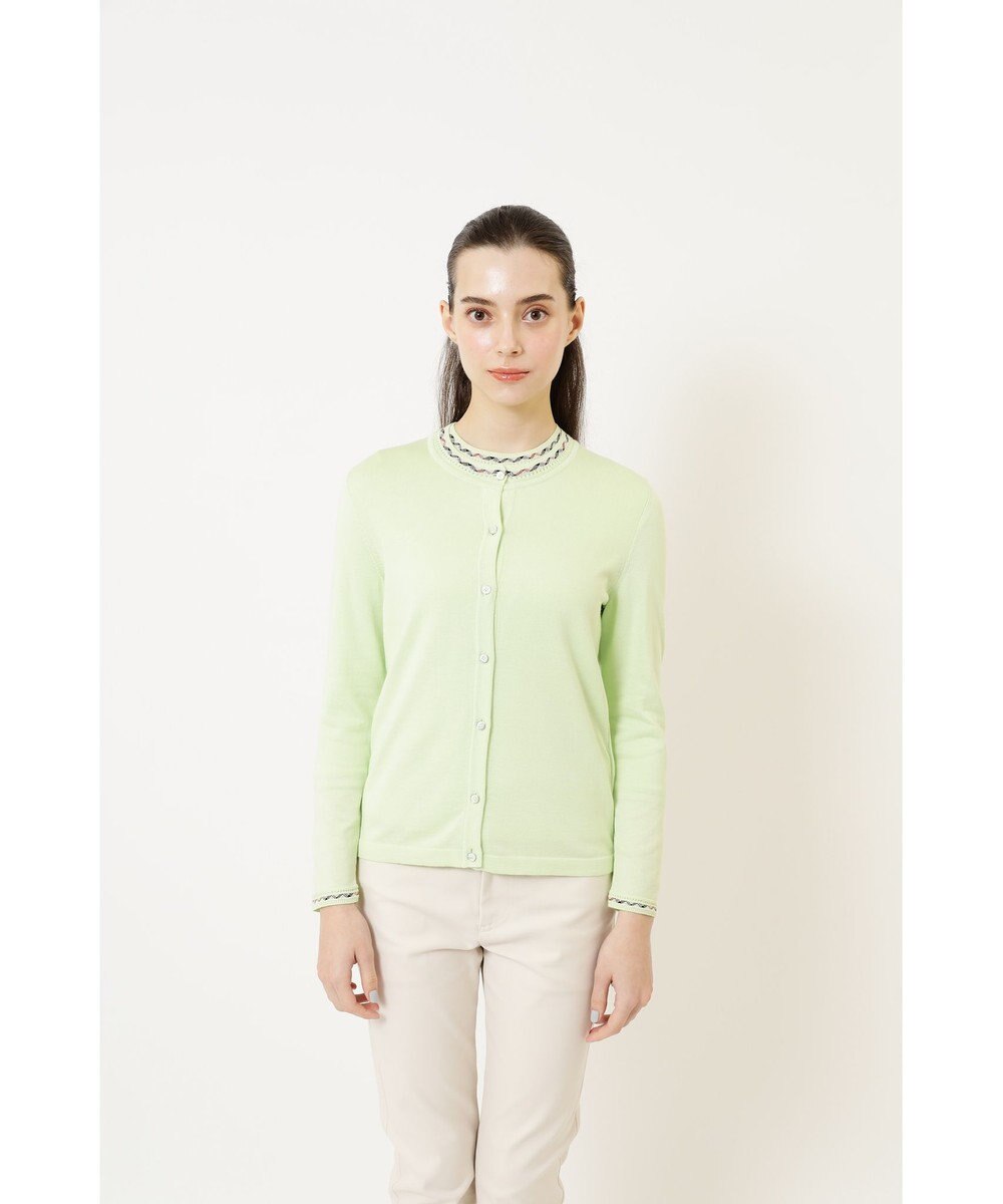 DAKS チェックジャカードコットンクルーネックカーデ 