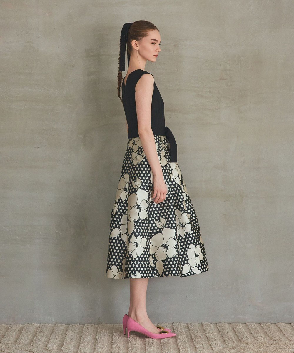 GRACE CONTINENTAL ドットボタニカルジャガードドレス 