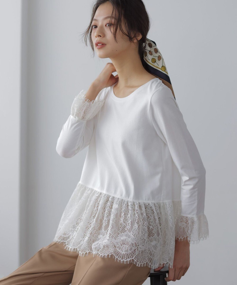 組曲 レースコンビ ロングTシャツ 