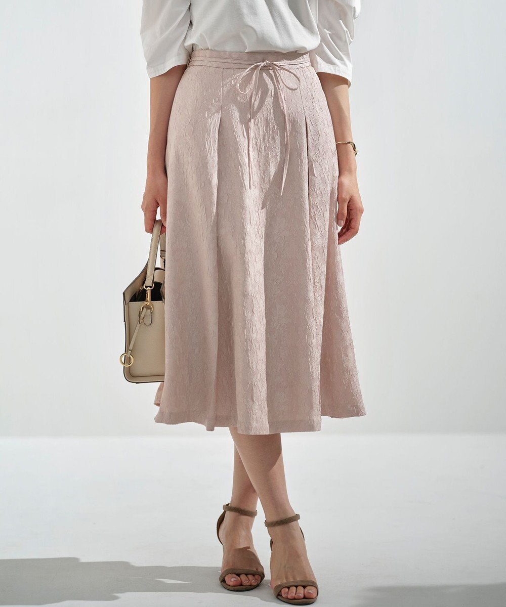 組曲 【WEB限定】エアリーフラワージャガード フレアスカート 