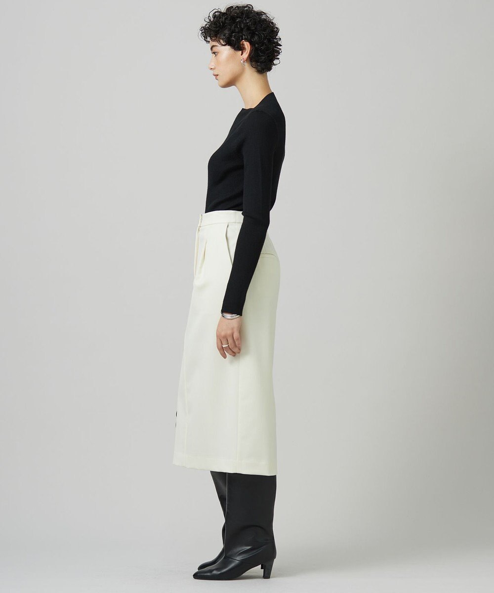 ICB L 【洗える】T/Wベネシャンストレッチ カーブスカート 