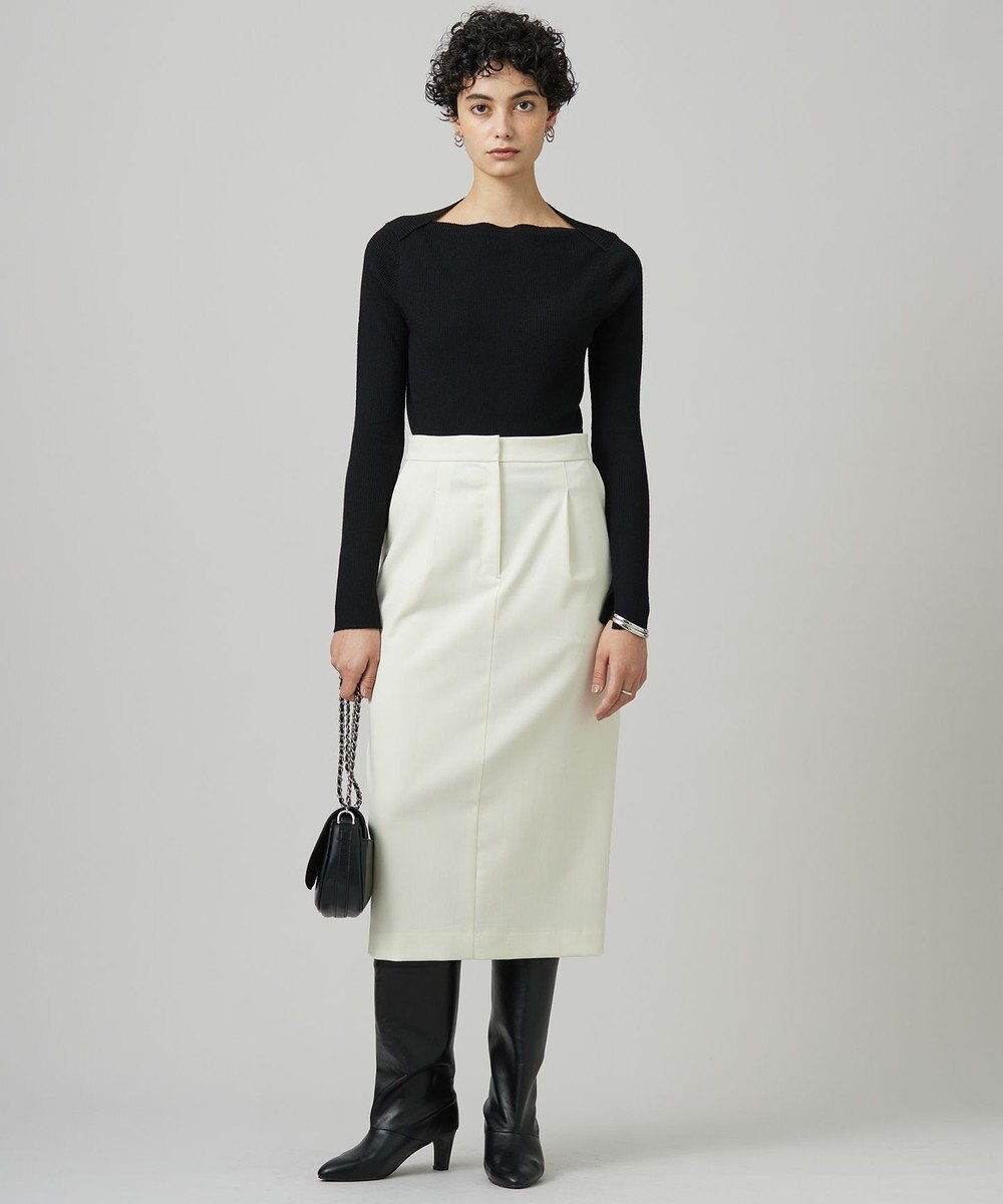 ICB L 【洗える】T/Wベネシャンストレッチ カーブスカート 