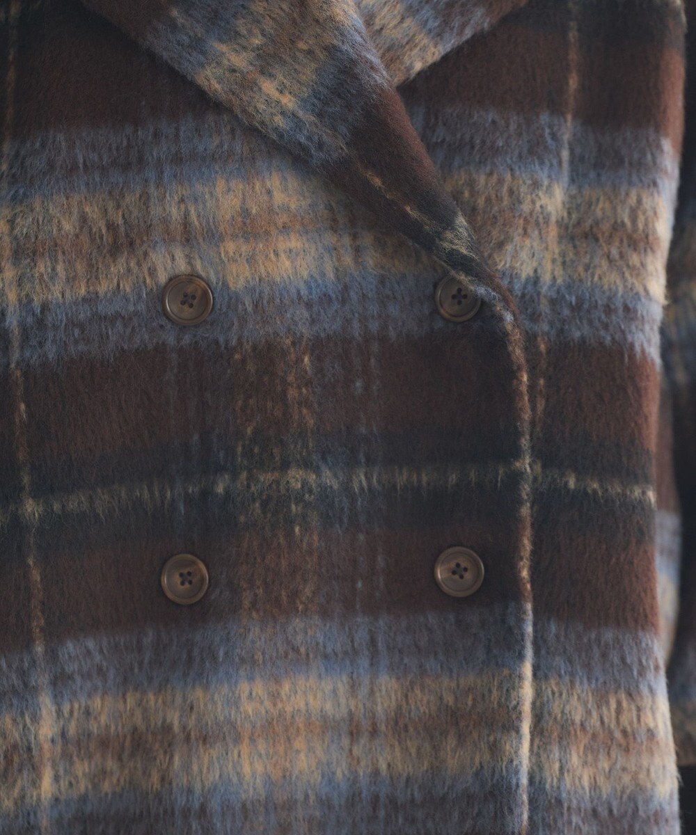 earth music&ecology チェックシャギーコート 