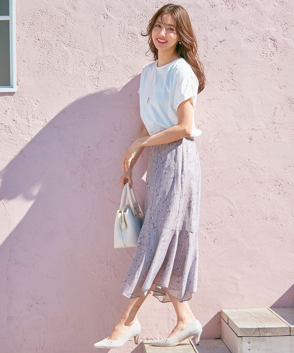 ANY SIS プレーティングジャージーフレンチスリーブ カットソー 