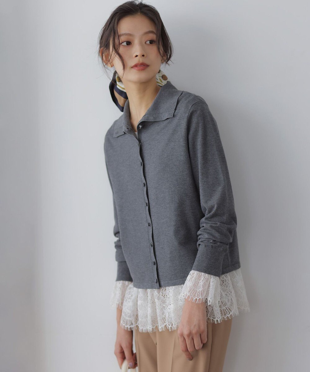 組曲 レースコンビ ロングTシャツ 