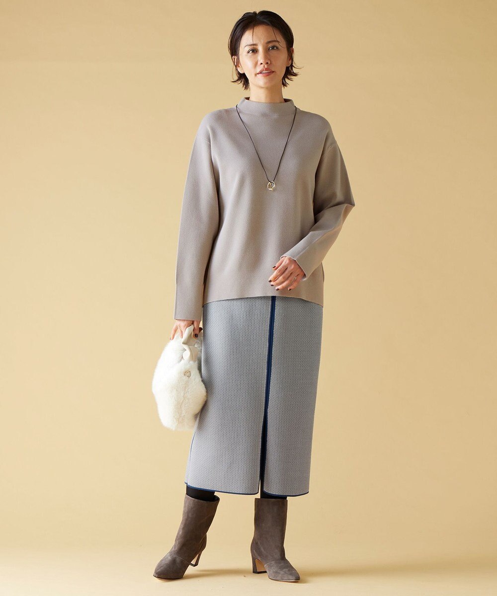 自由区 S 【リバーシブル・セットアップ対応・洗える】レーヨンストレッチリバーシブルニット スカート 