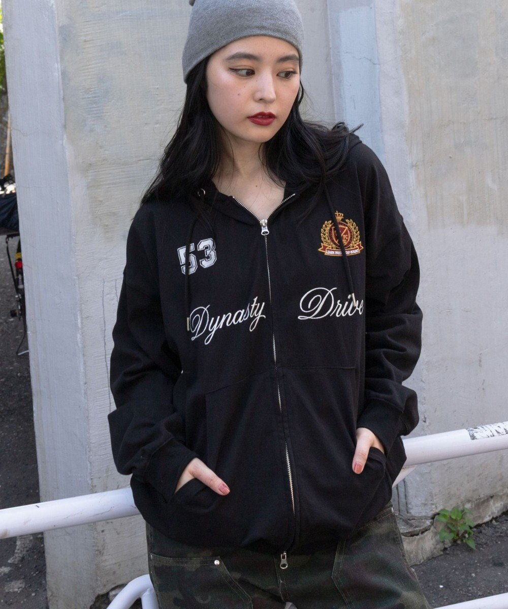 WEGO 【ユニセックスITEM/MLサイズ展開】ナンバリングカットZIPパーカー 