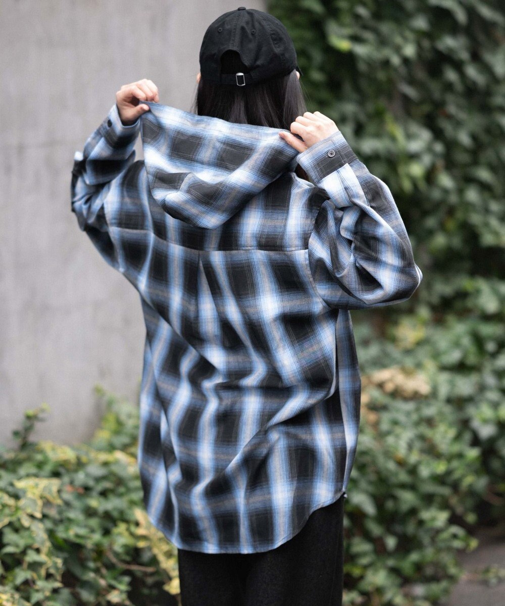 WEGO フードチェックシャツ 