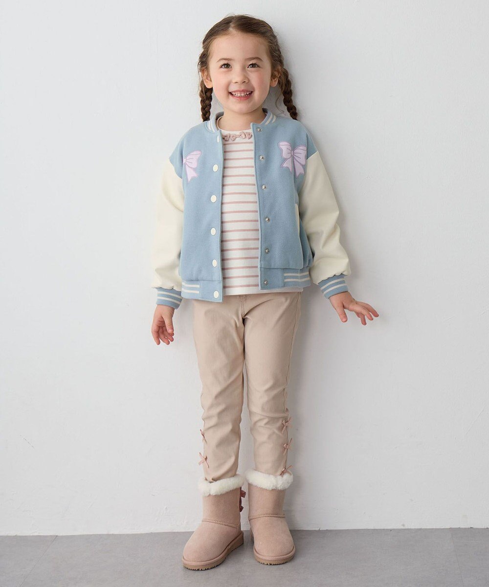 ANY KIDS リボン×ボーダー長袖Tシャツ 