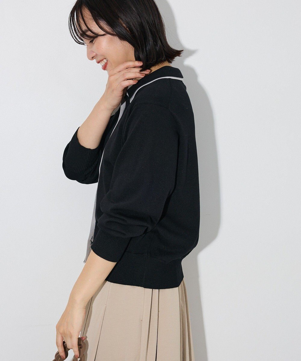 Green Parks ここちニット衿付き配色プルオーバー 