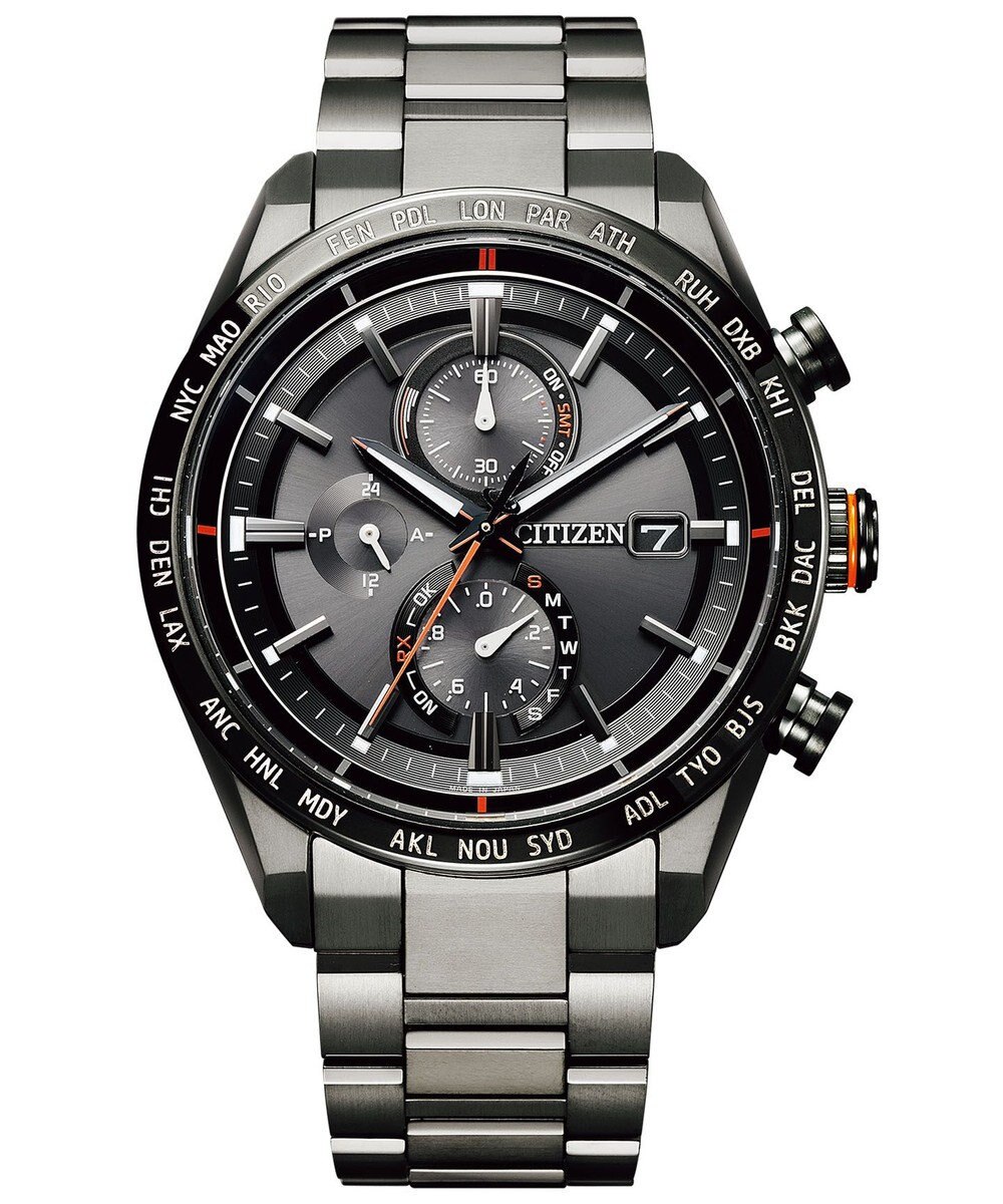 CITIZEN 【ATTESA ACT Line】ブラックボディに映えるオレンジのアクセントカラーが人気モデル AT8185-62E 