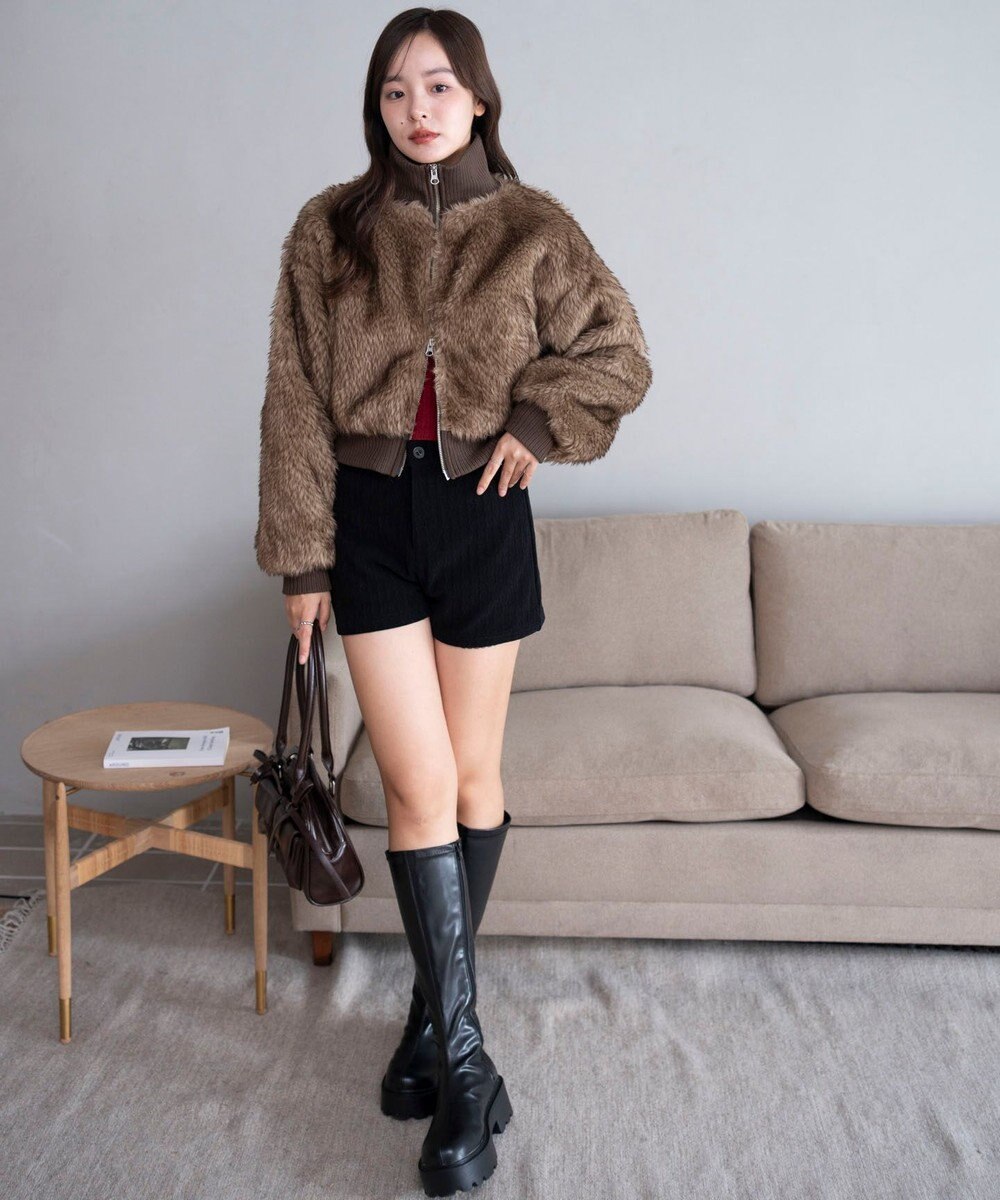 WEGO 【25年秋冬新作】フェイクファーショートブルゾン 