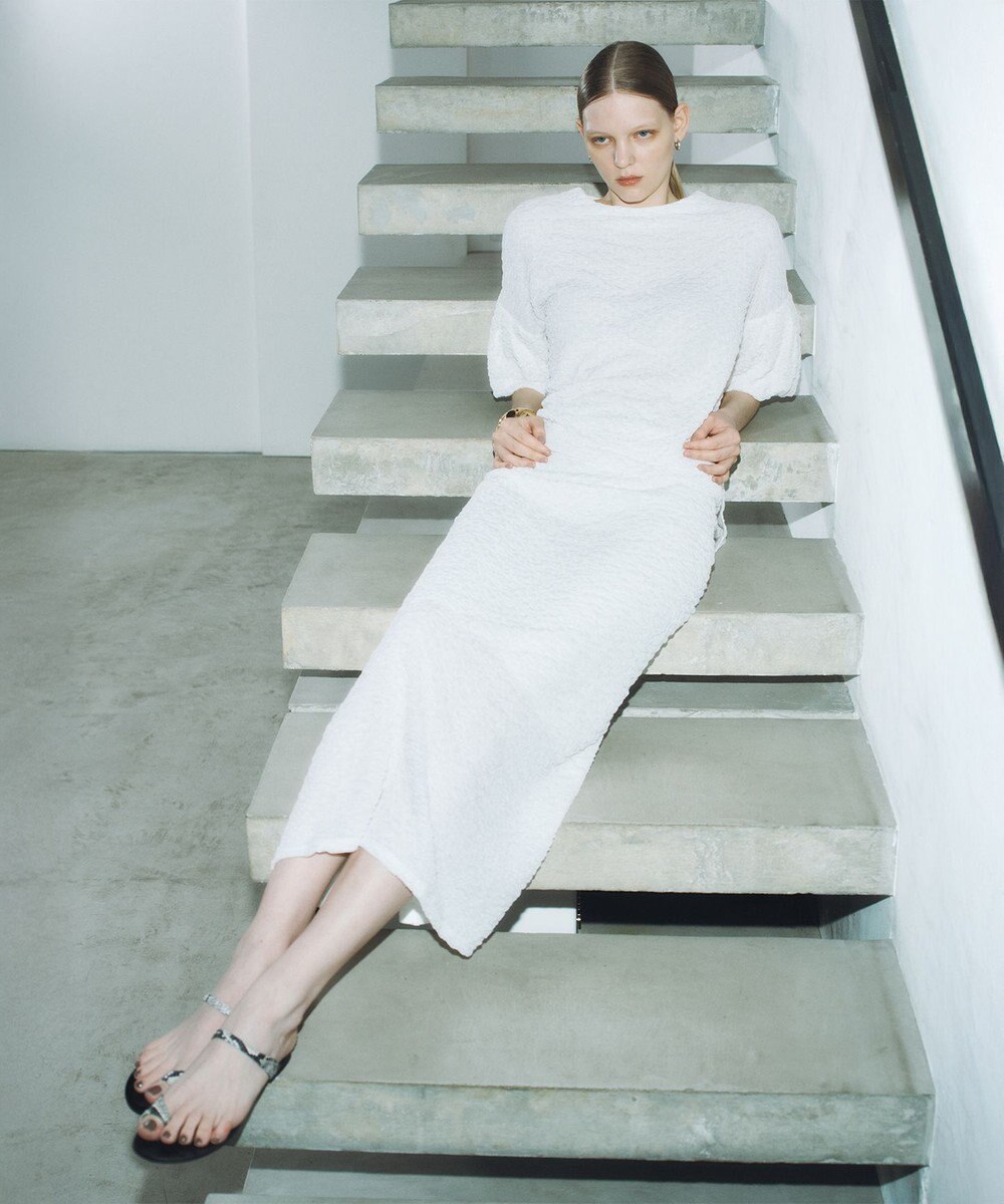 #Newans 【金子綾さんインスタライブご紹介アイテム】【洗える/セットアップ可能】ふくれジャガード パフスリーブブラウス 