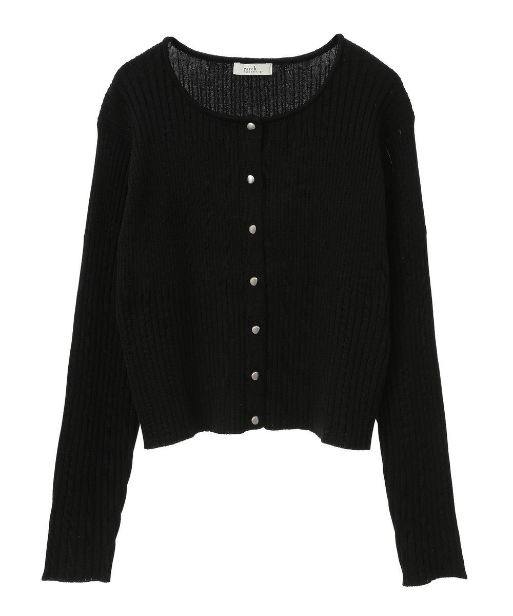 earth music&ecology シルバープチ釦リブニットカーディガン 