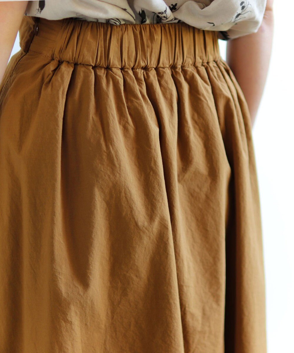 muuc 〈オーガニックコットン〉〈通年着られる〉フラワーノット刺繍 ウエスト後ろゴムあり 裏地あり ギャザースカート 