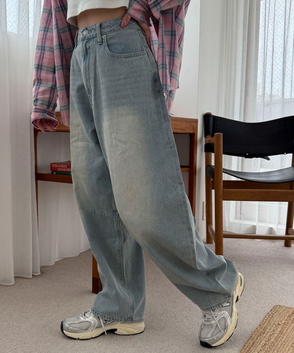 WEGO サマーデニムバレルレッグパンツ 