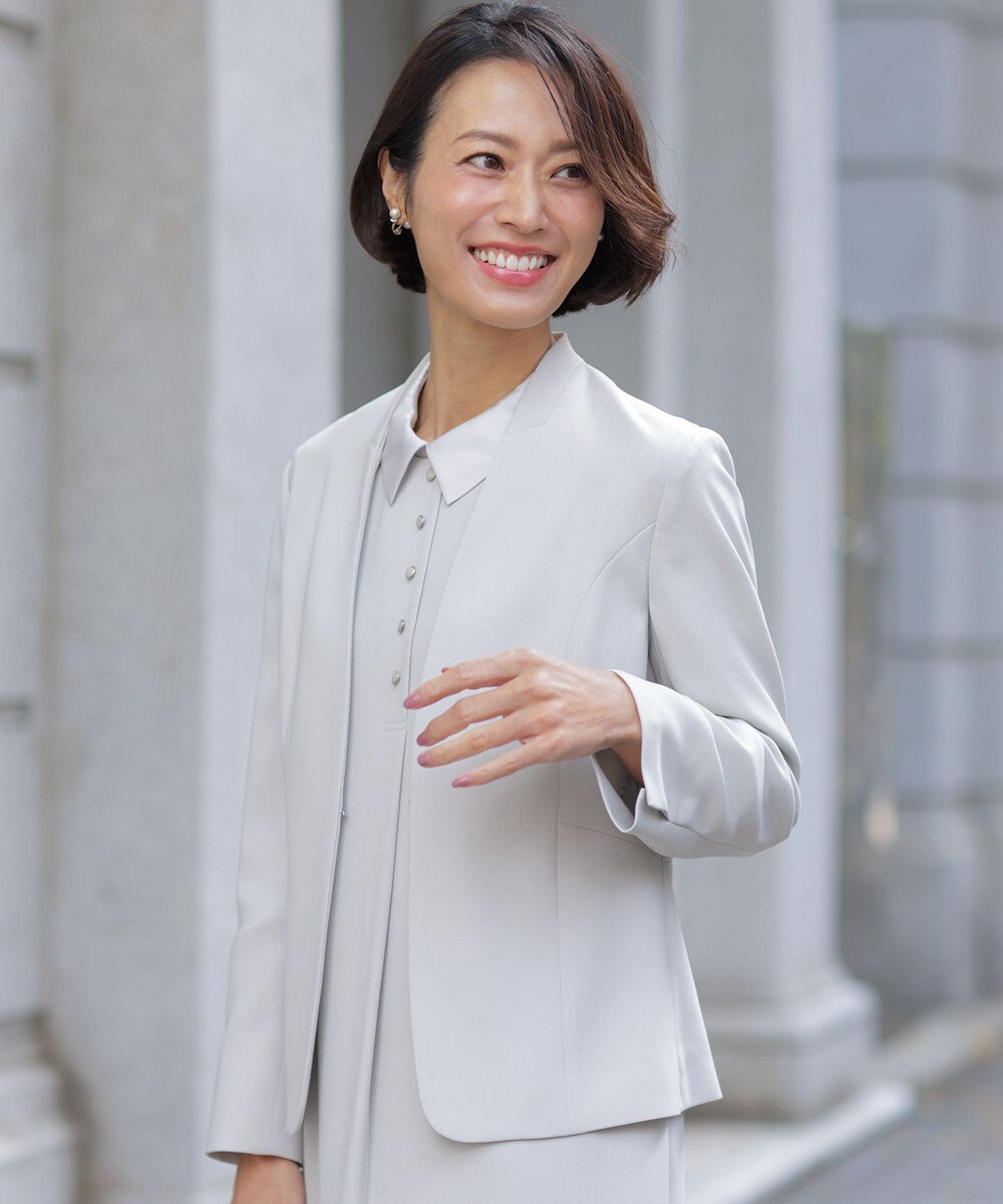 J.PRESS LADIES L 【セットアップ対応】セラテリーダブルクロス ノーカラー ジャケット 