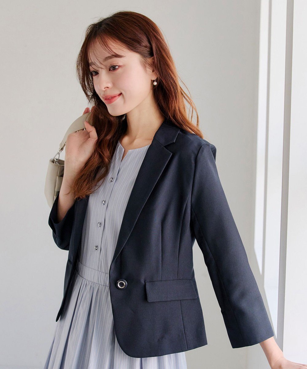 Tiaclasse 【吸水速乾・接触冷感・UVケア・防シワ・洗える】カチオンテーラードジャケット 