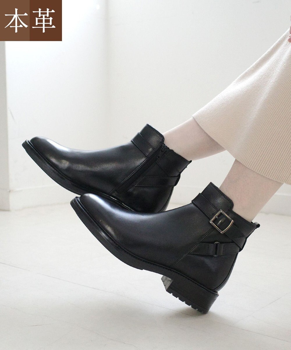 Pointer 本革ベルト付きエンジニアショートブーツ 