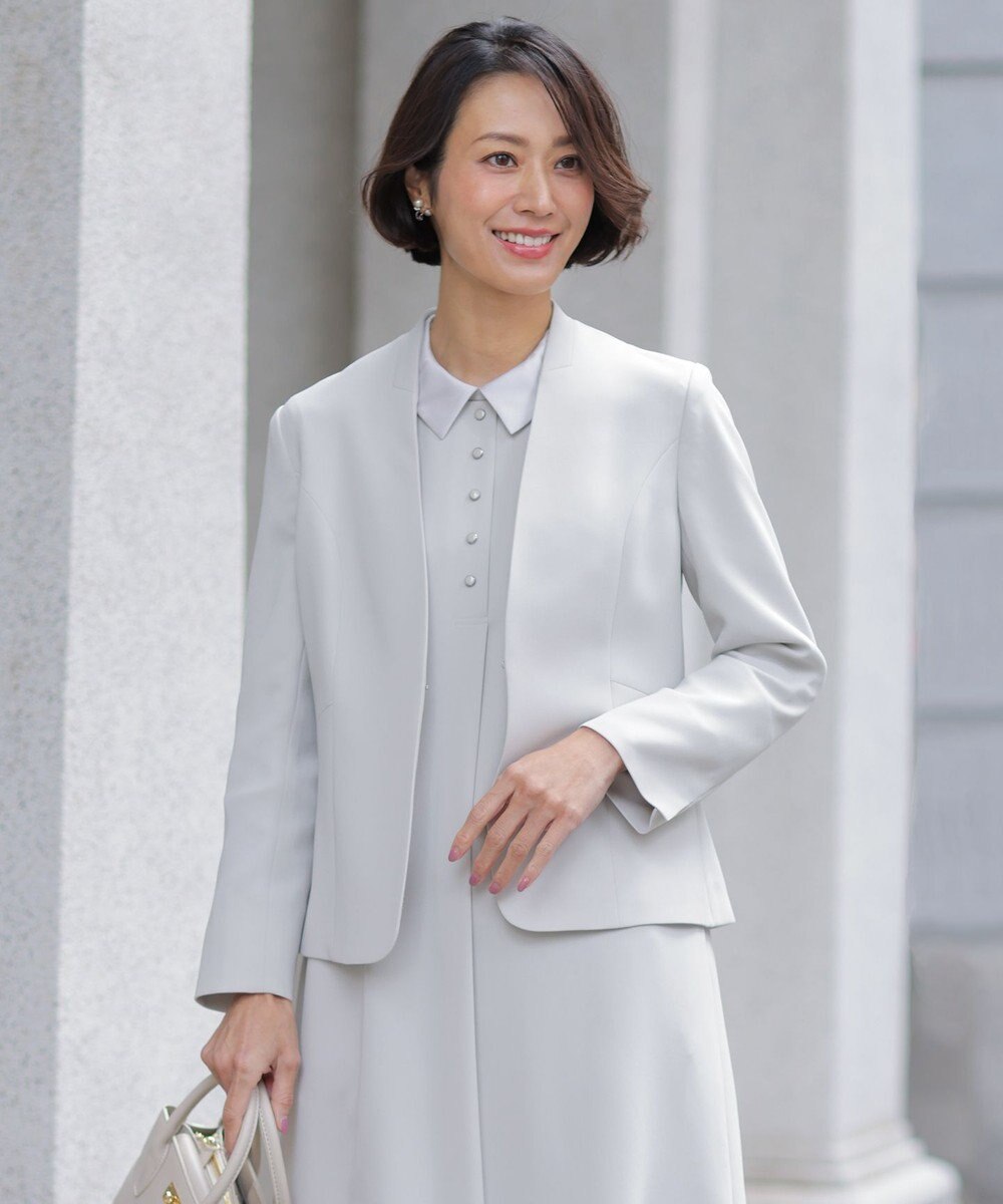 J.PRESS LADIES L 【セットアップ対応】セラテリーダブルクロス ノーカラー ジャケット 