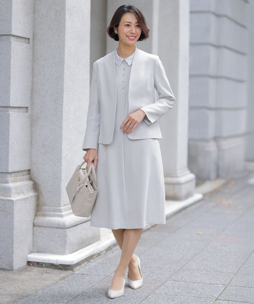 J.PRESS LADIES L 【セットアップ対応】セラテリーダブルクロス ノーカラー ジャケット 