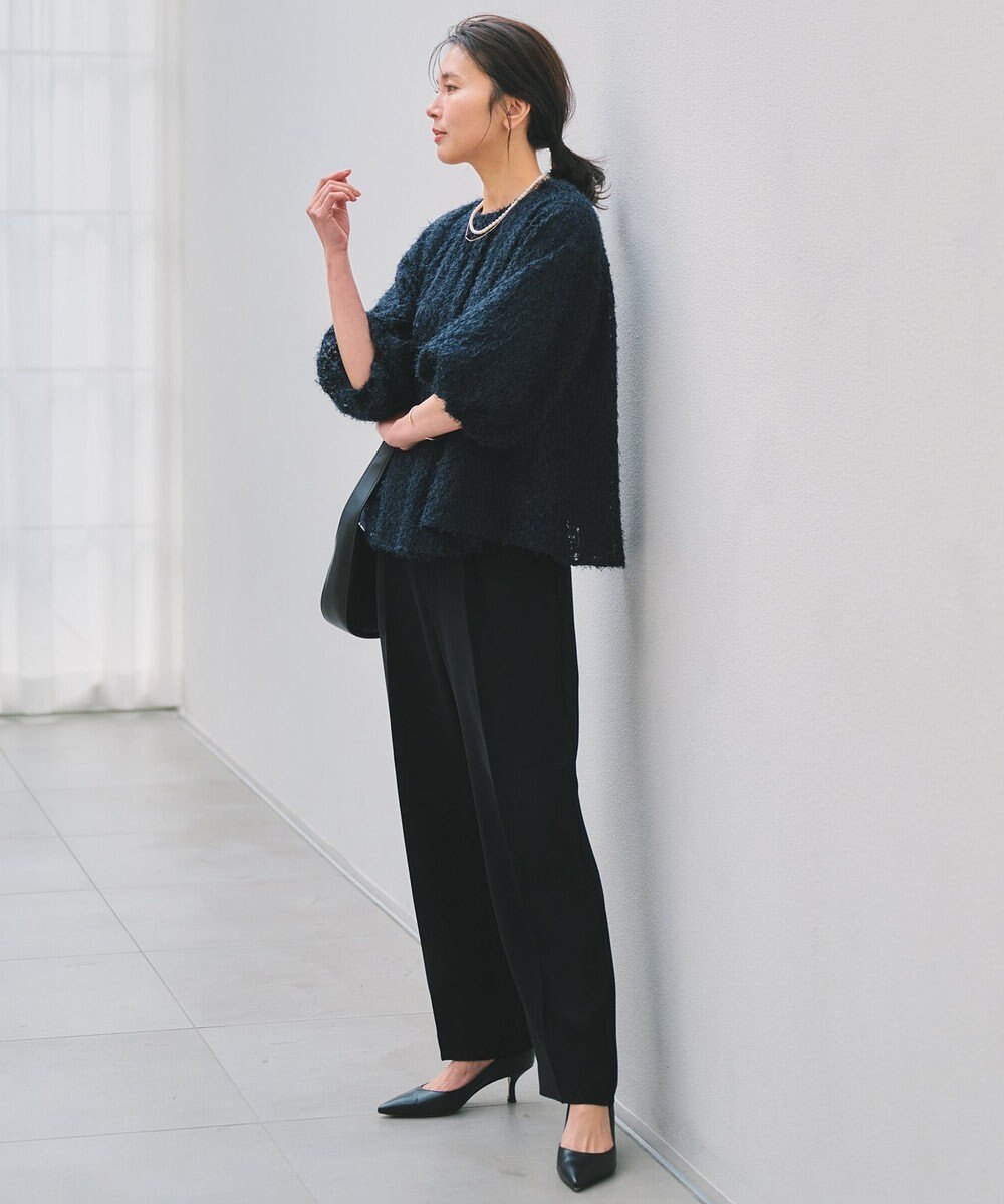 UNFILO L 【ウエストゴム】ドライダブルクロス タックテーパードパンツ 