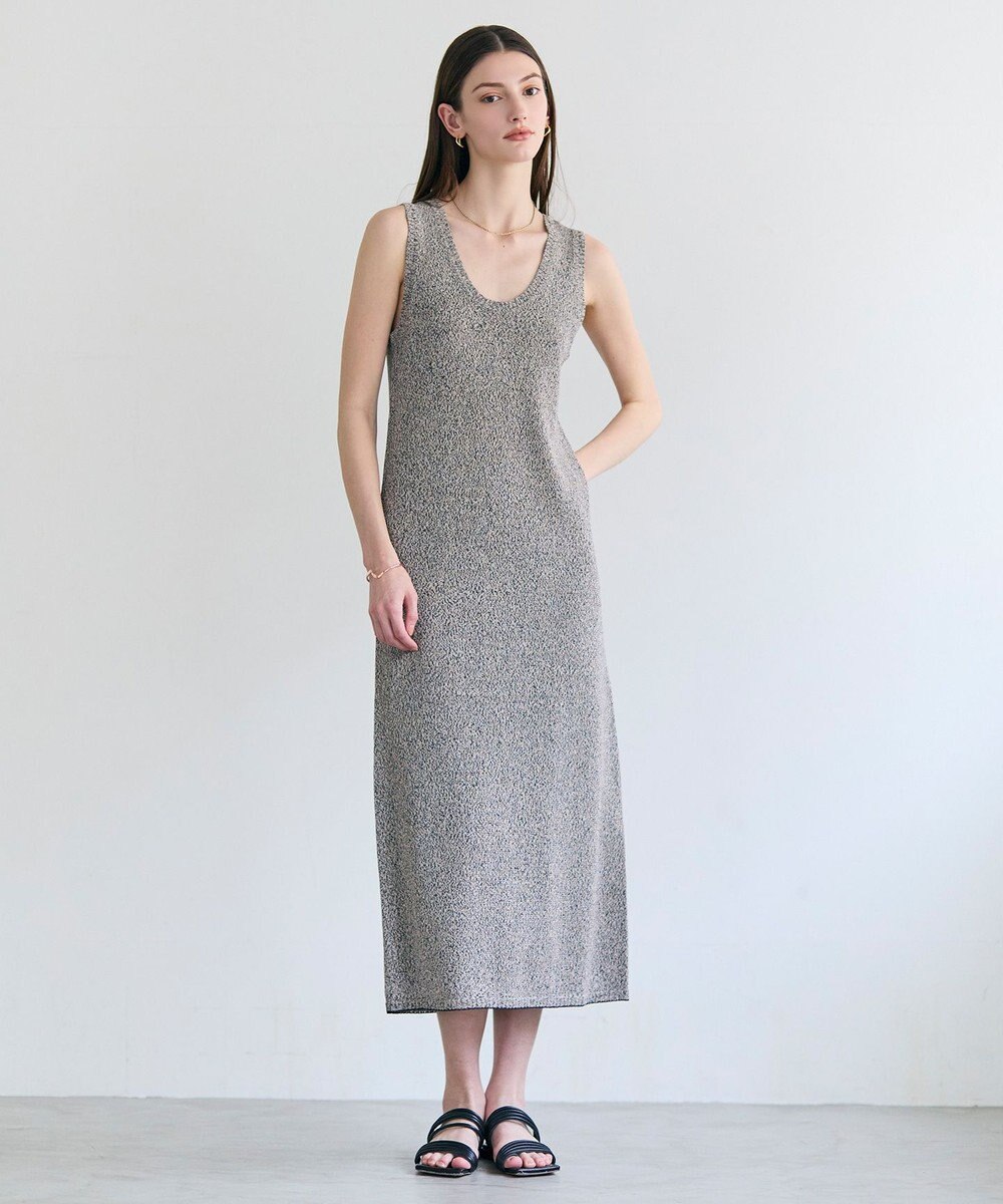 BEIGE， AGATE / Uネック メランジニットドレス 