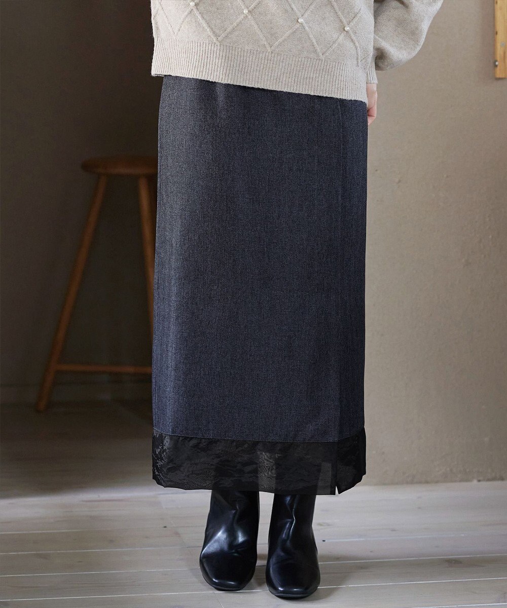 Tiaclasse 【洗える】メランジヘリンボーンツイードスカート 