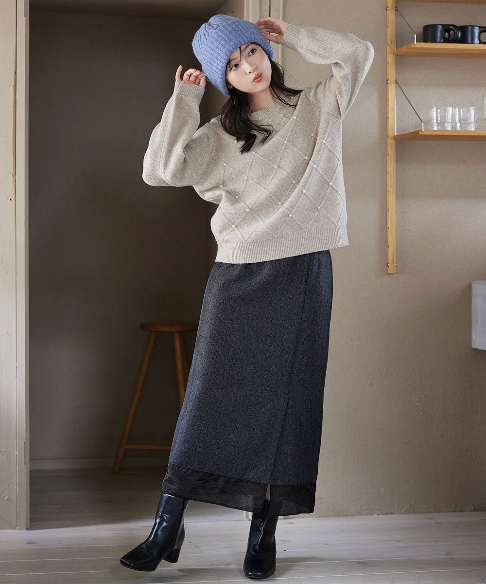 Tiaclasse 【洗える】メランジヘリンボーンツイードスカート 