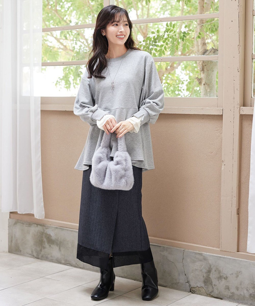 Tiaclasse 【洗える】メランジヘリンボーンツイードスカート 